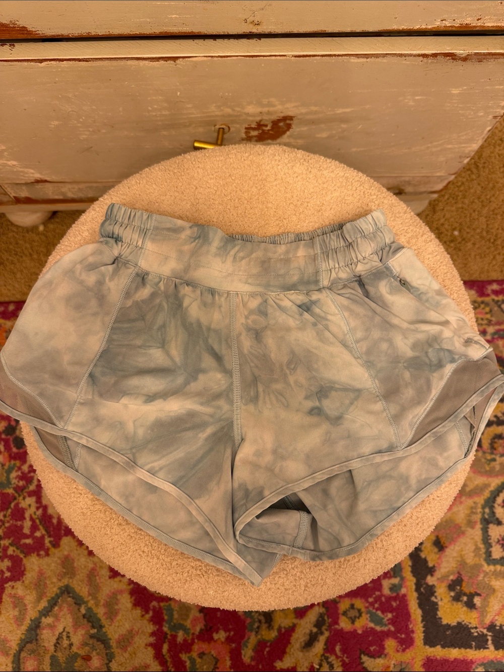 Lulu Lemon Light Blue Tie-Dye Hotty Hot Shorts